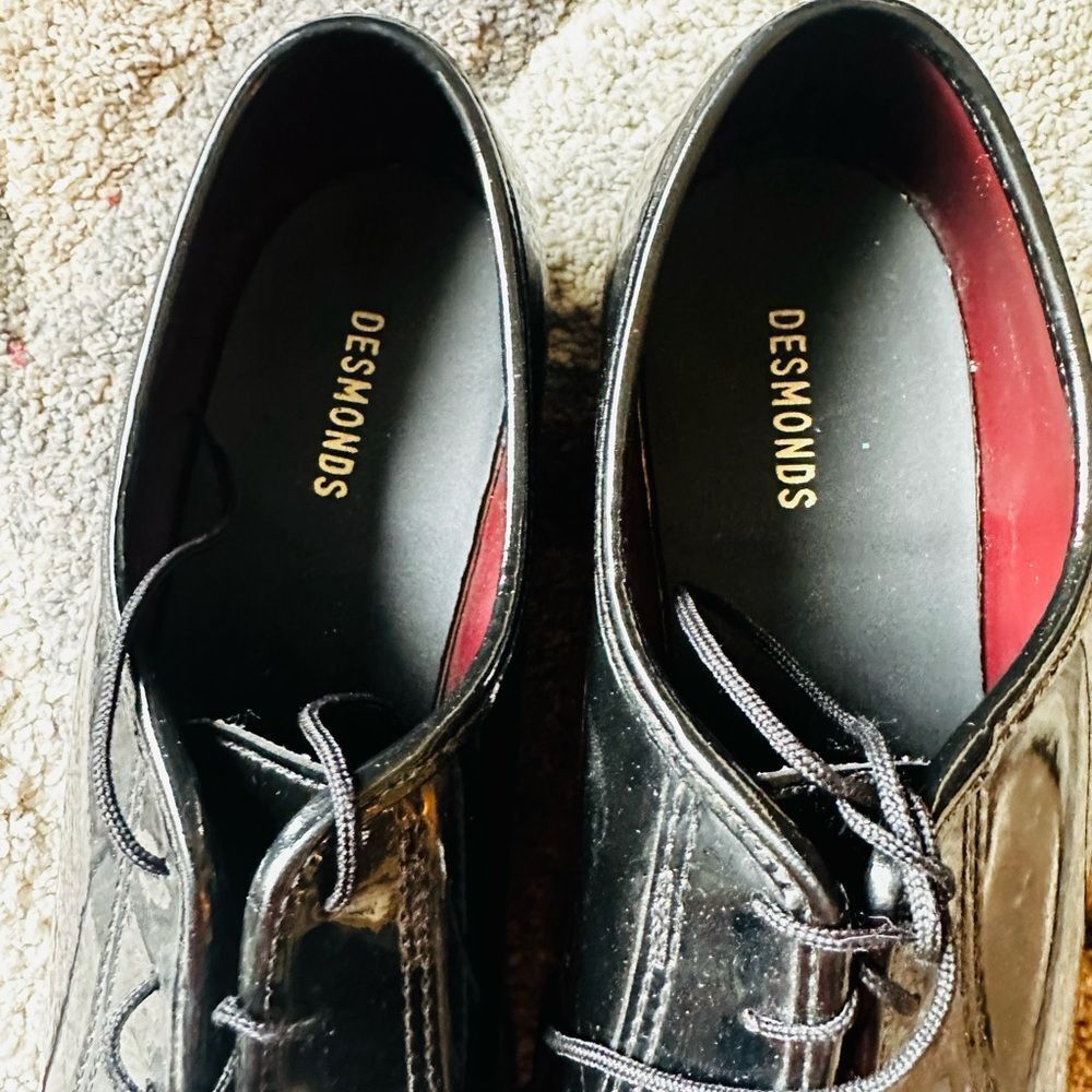 Desmond’s Black Patent Leather Tuxedo Wedding Shoes Formal lace up 10.5W - Picture 4 of 4